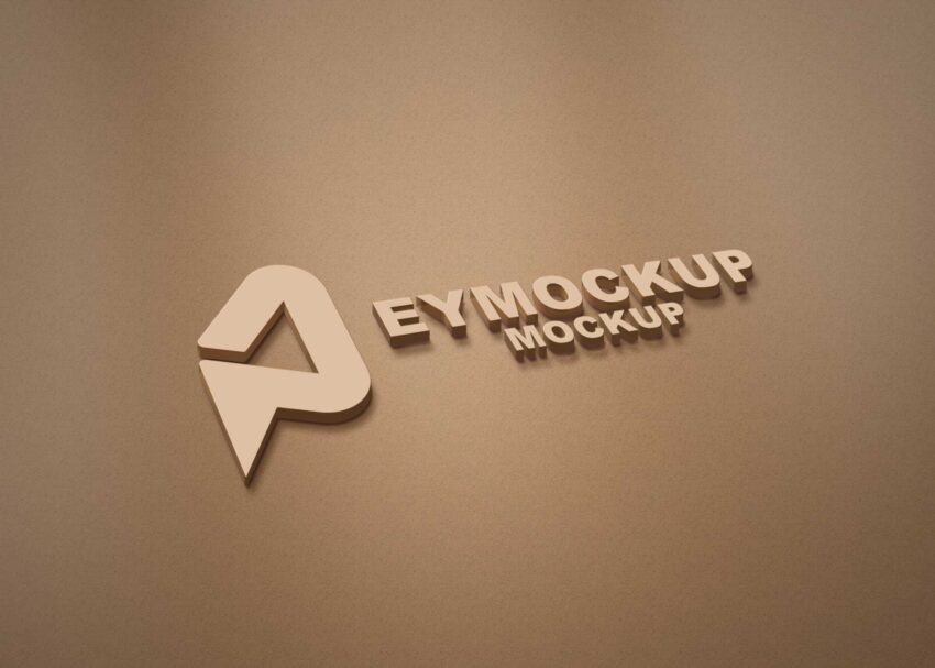 Brown Paper 3D Logo Mockup