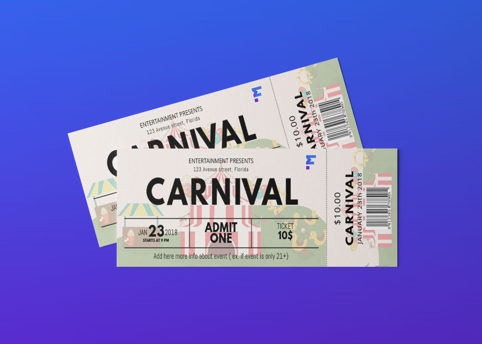 Freebies Ticket Design Mockup