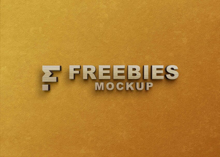 Freebies Gold Logo Mockup