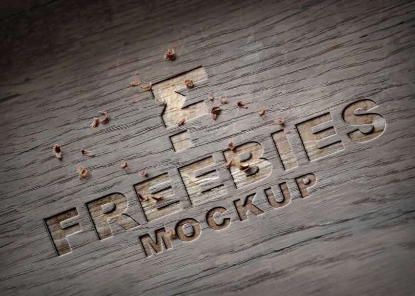 Freebies Wooden 3D Logo Mockup