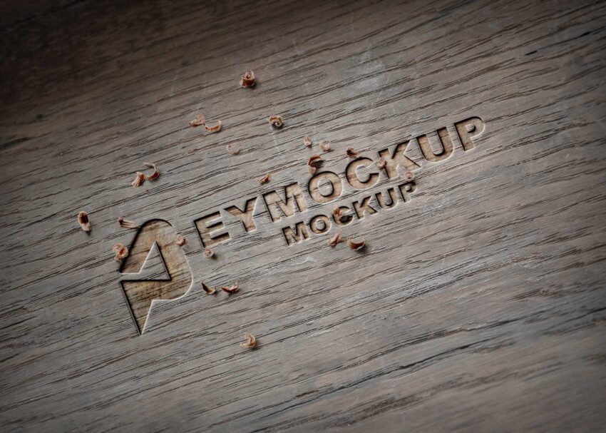 Freebies Wooden Cutter Logo Mockup