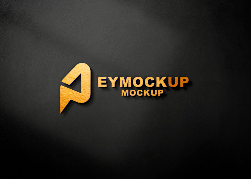 Golden 3D Freebies Logo Mockup