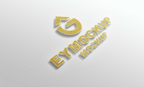 Golden Freebies 3D Logo Mockup