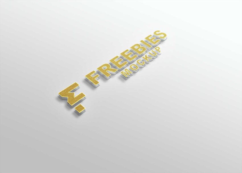 Golden Freebies 3D Logo Mockup