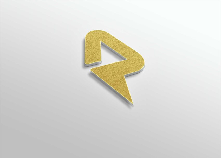 Freebies Golden 3D Logo Mockup