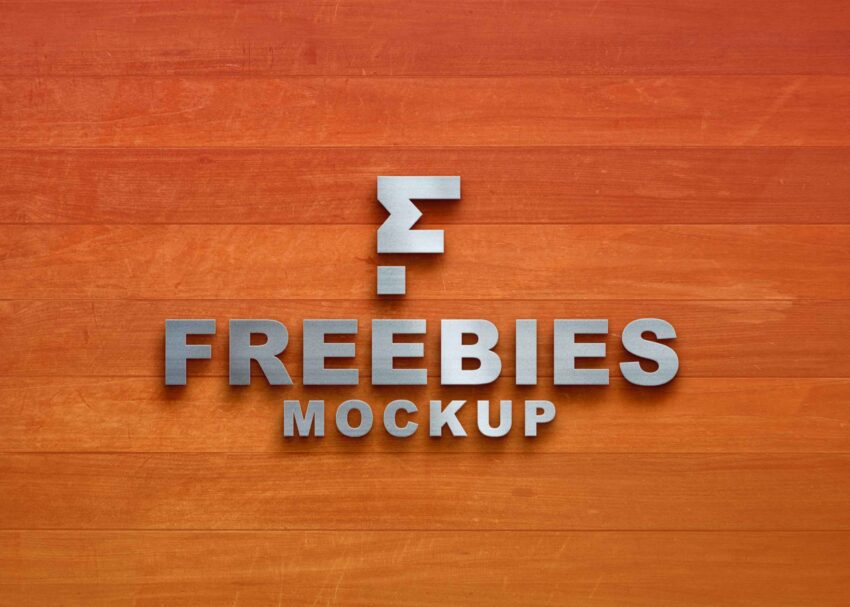 Red Freebies Wood 3D Logo Mockup
