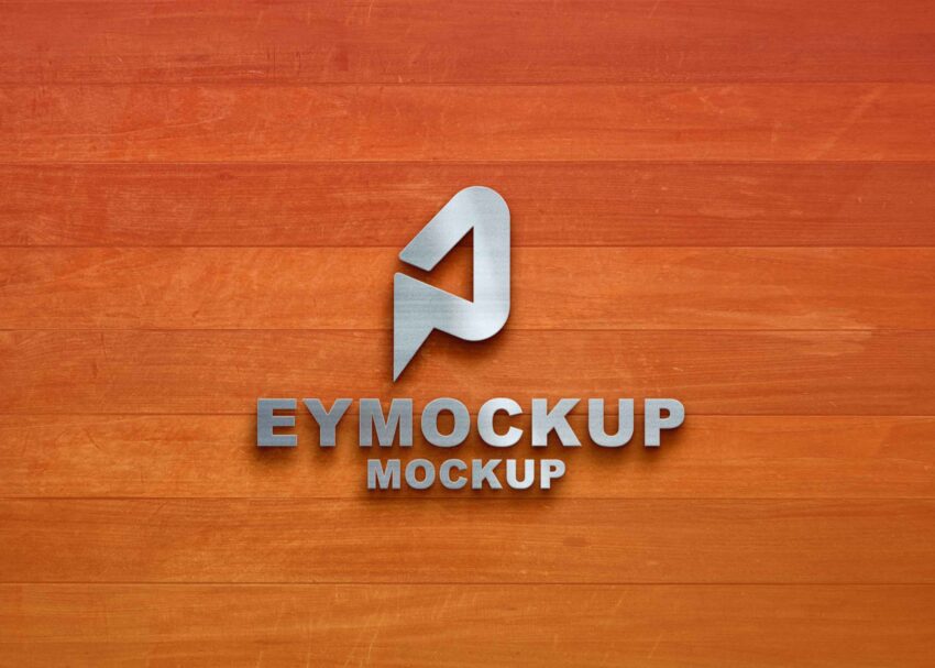 Red Freebies Wood 3D Logo Mockup