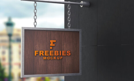 Freebies Sign Hanging Logo Mockup