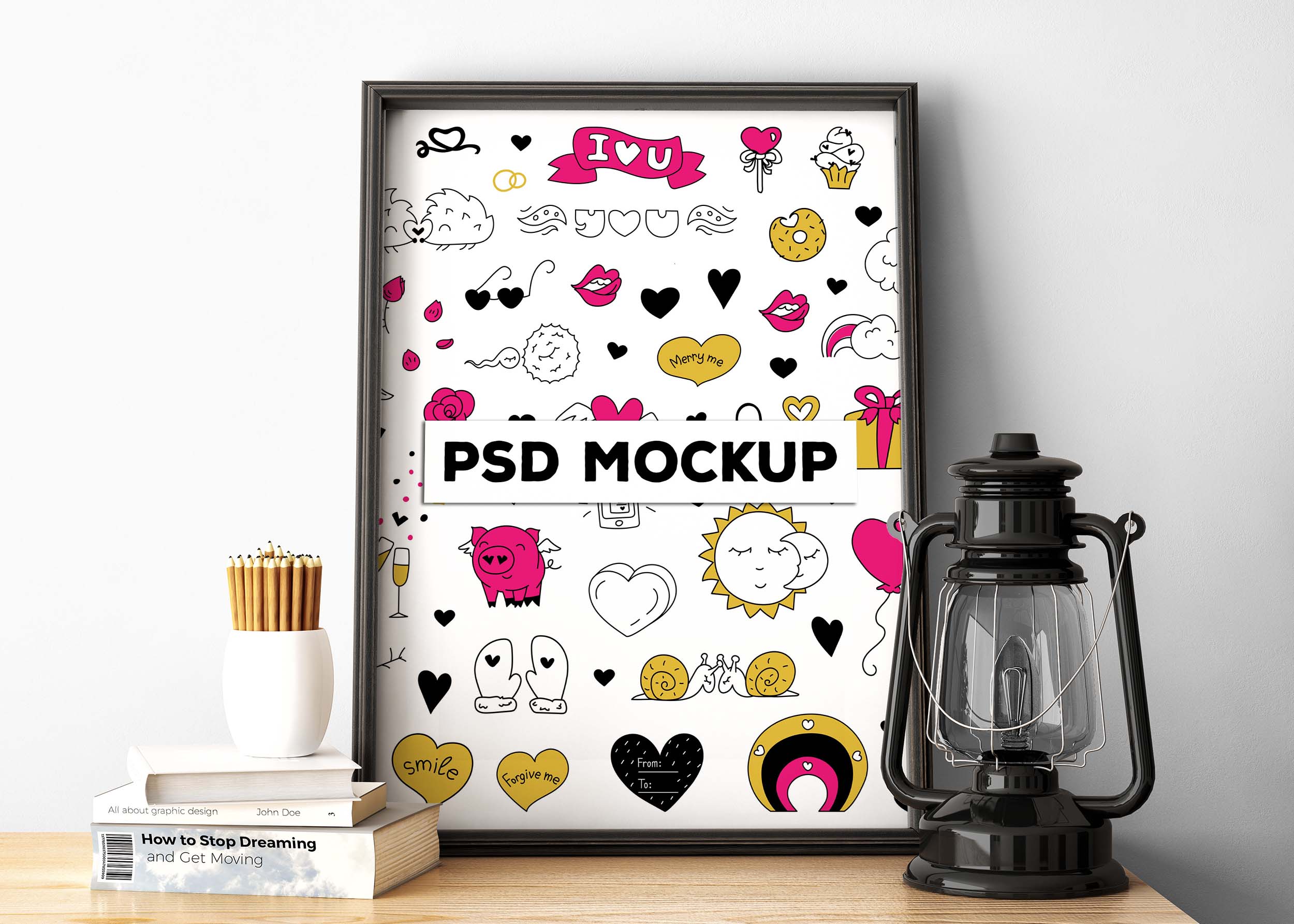 Classic Poster lamp PSD Mockups
