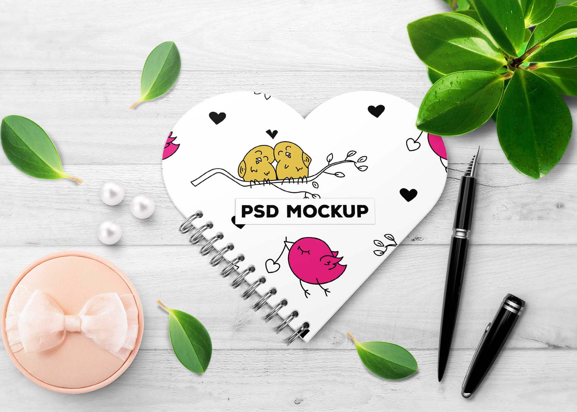 Pretty HeartShape Book Cover Mockup Scene