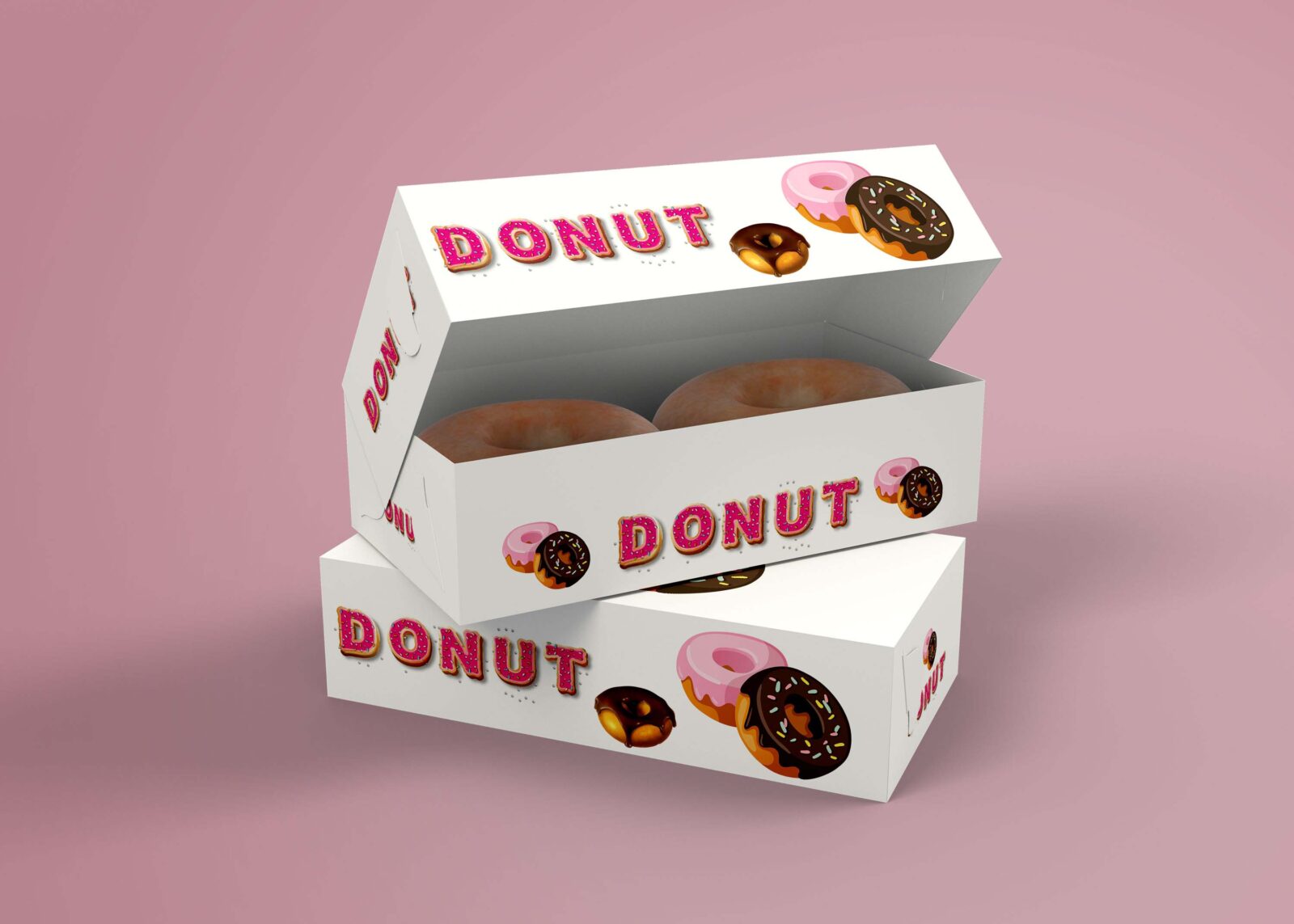 Cute Donut Paper Lock Box Mockup