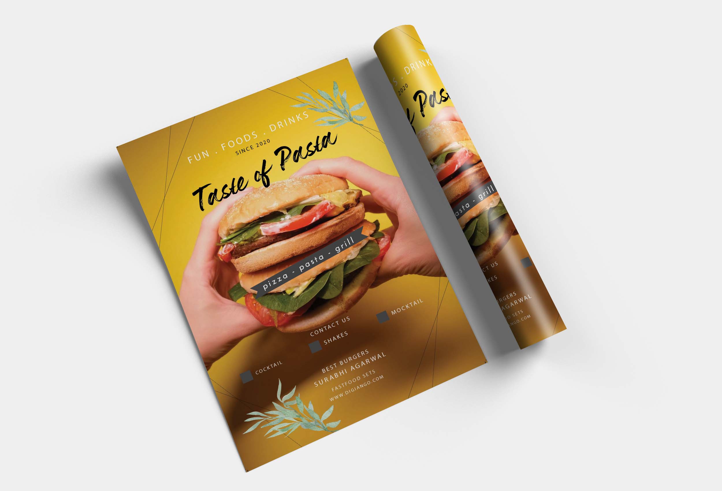 Free Pasta Menu Poster Design Template