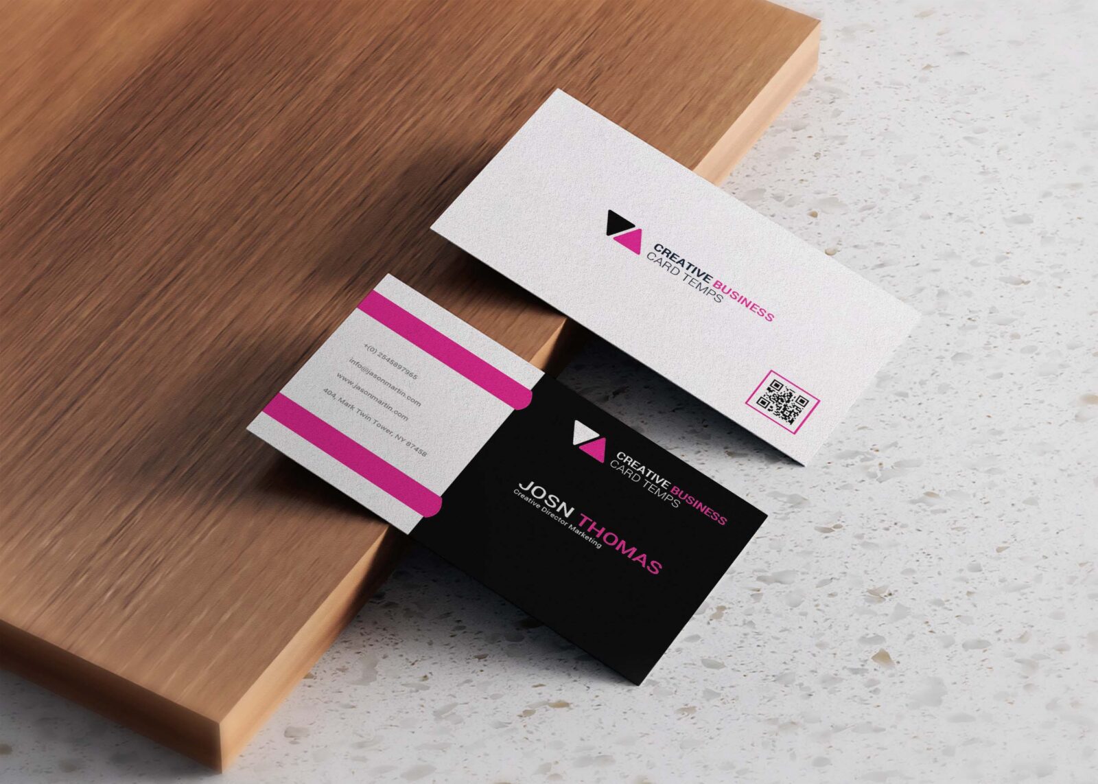 Free Pink & White Visting Business Card Design