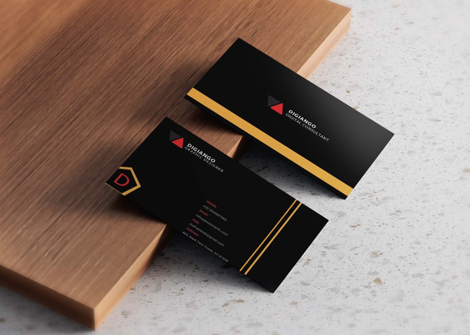 Free Premium Black & Orange Business card Design