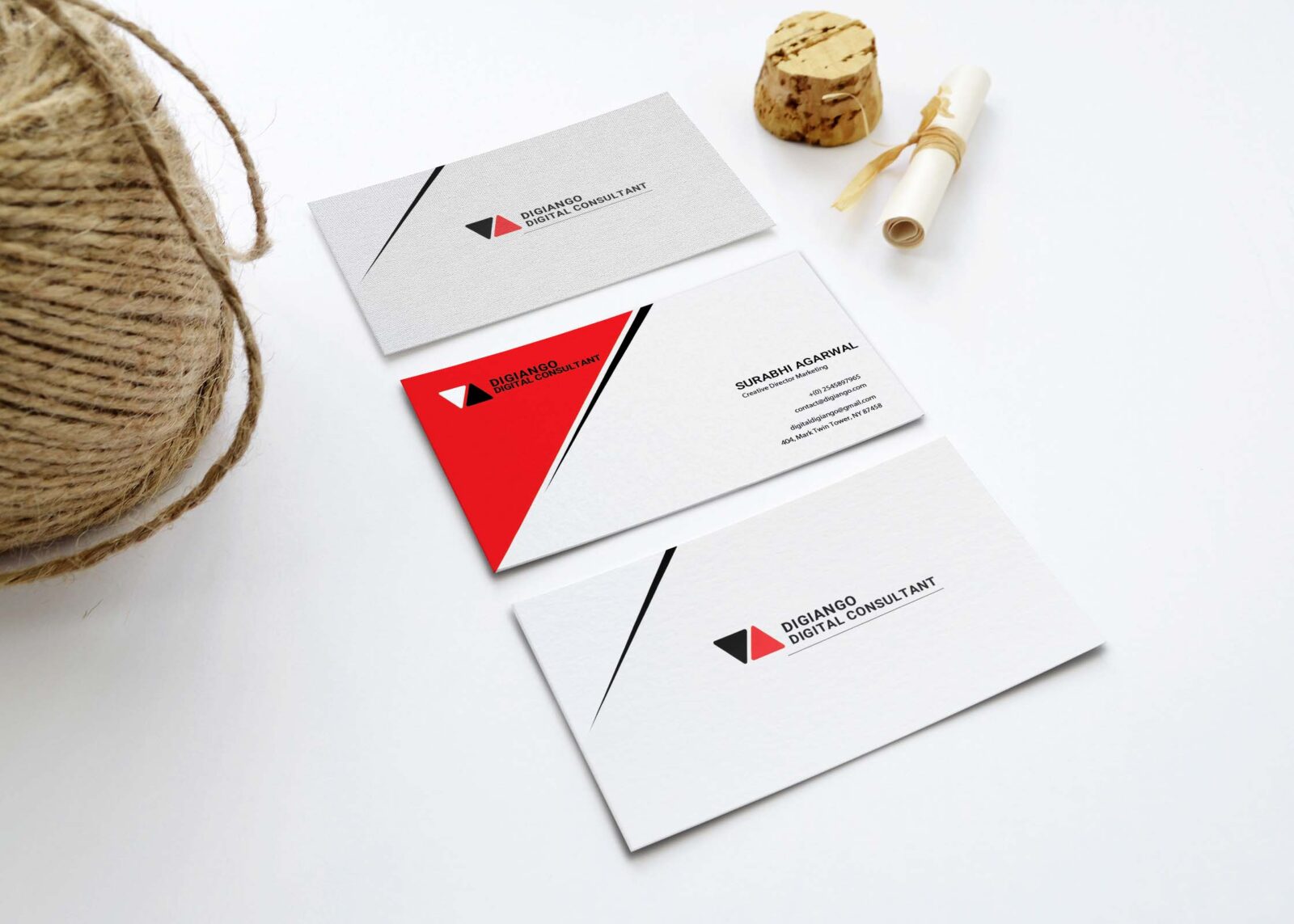 Free Red _ White Business Card Design