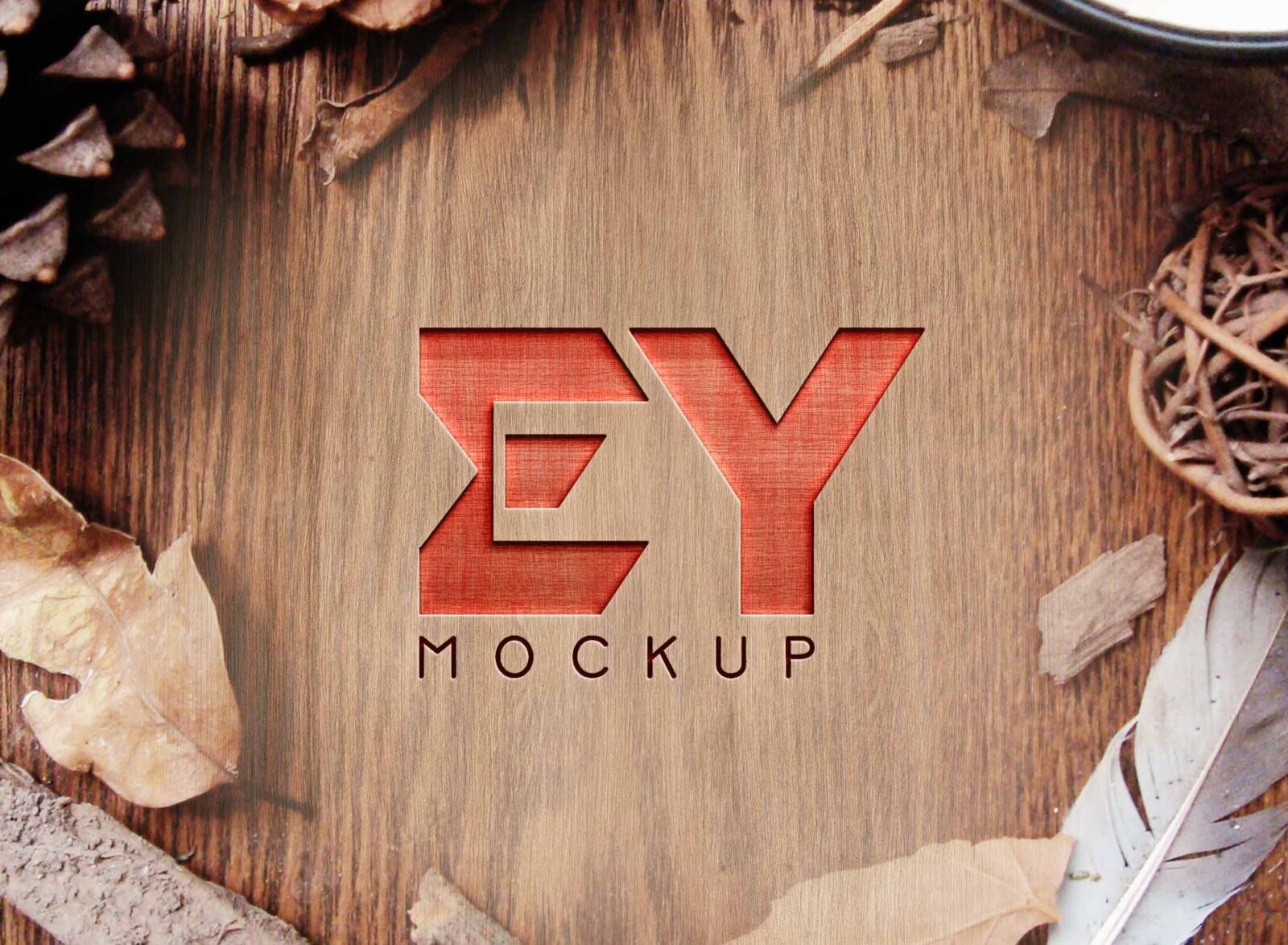 Free Wood Cut Logo Mockup