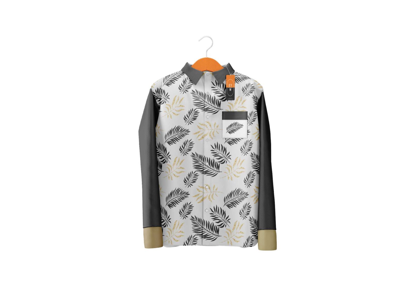 Leaf Print Leather Jacket Mockup