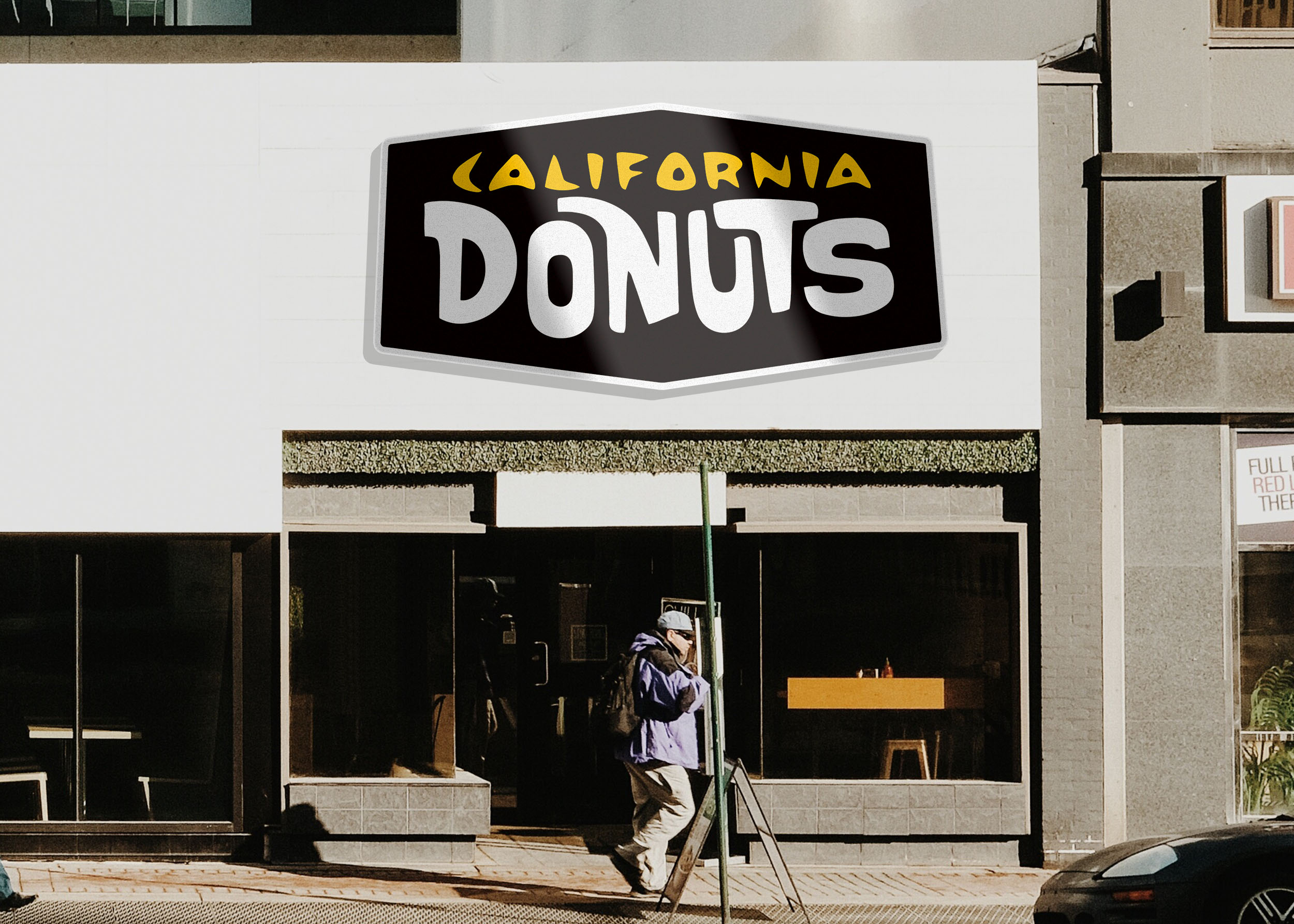 California Donuts Storefront 3D Logo Mockup