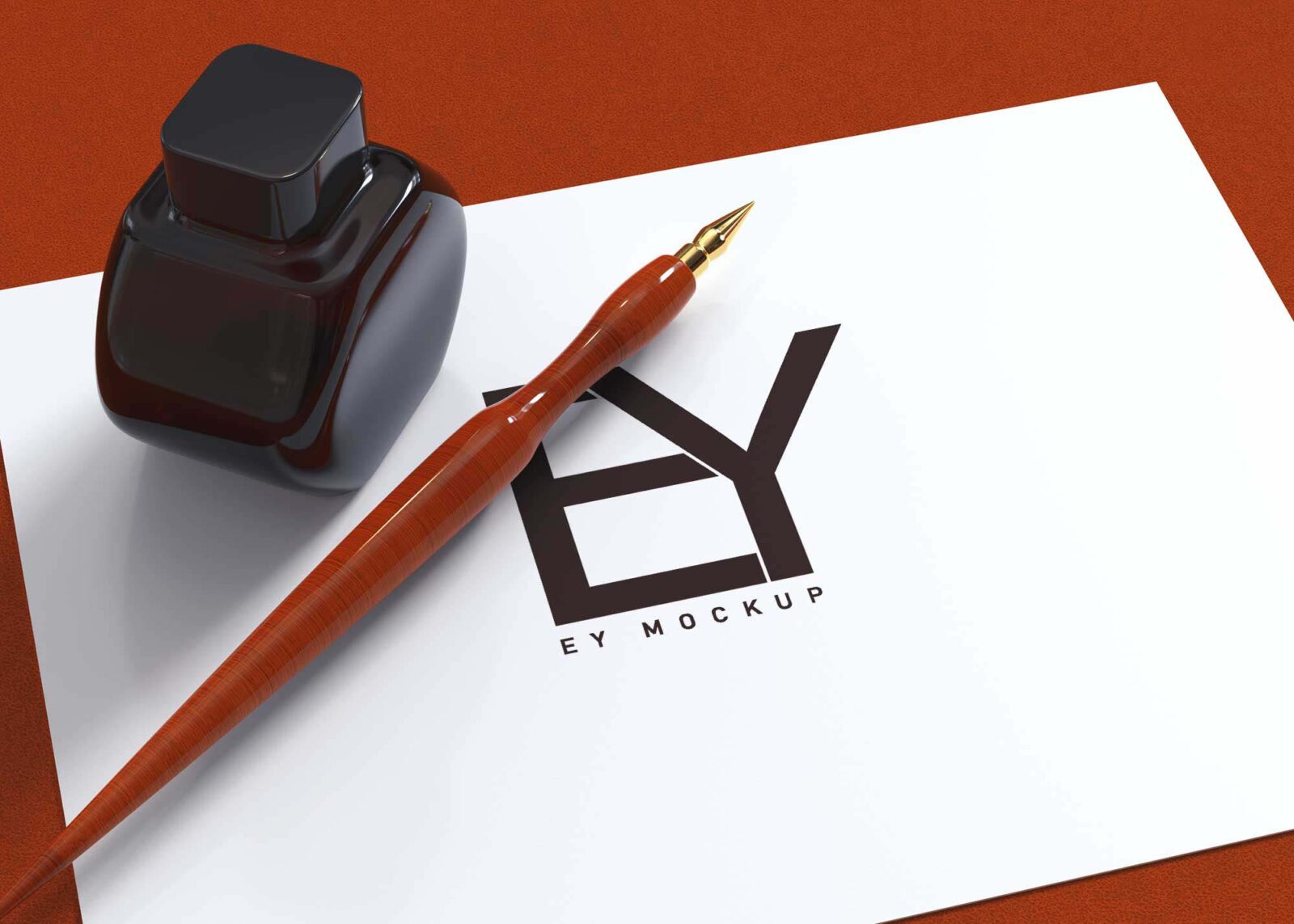 Old ink pen logo mockup