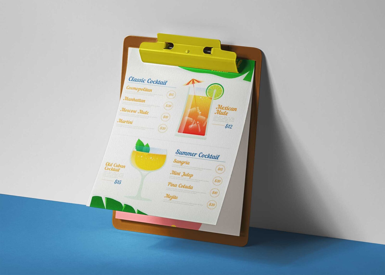 Menu Clipboard Mockup