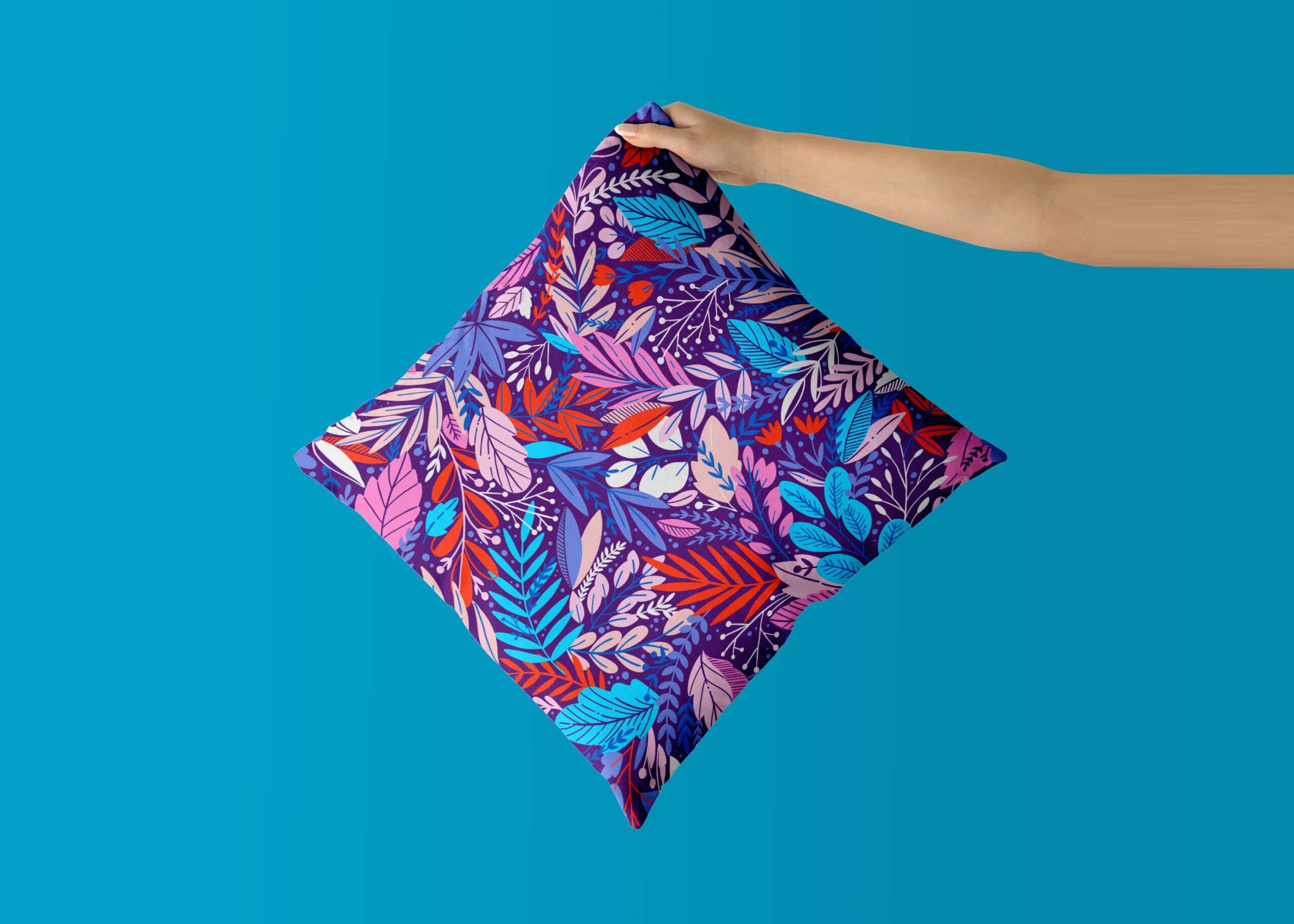 Leaf Print Cushion Design Mockup