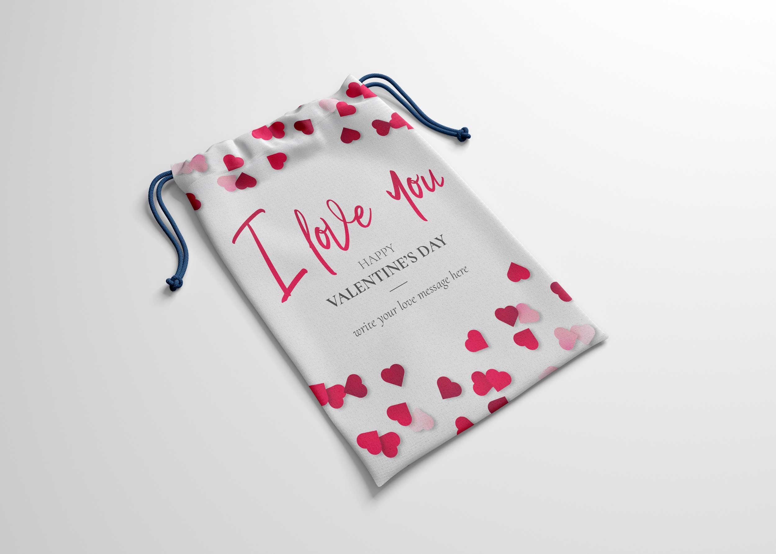 Mini Heart Printed Clothes Pouch Mockup