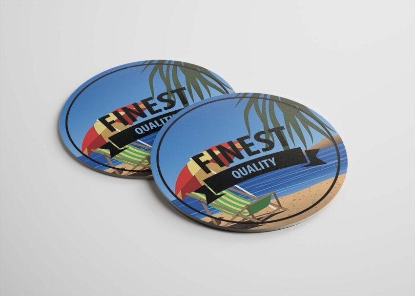Free Round Coasters Design PSD Mockups