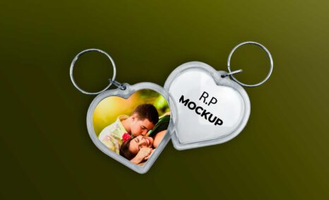 Couple Heart Keychains Mockup