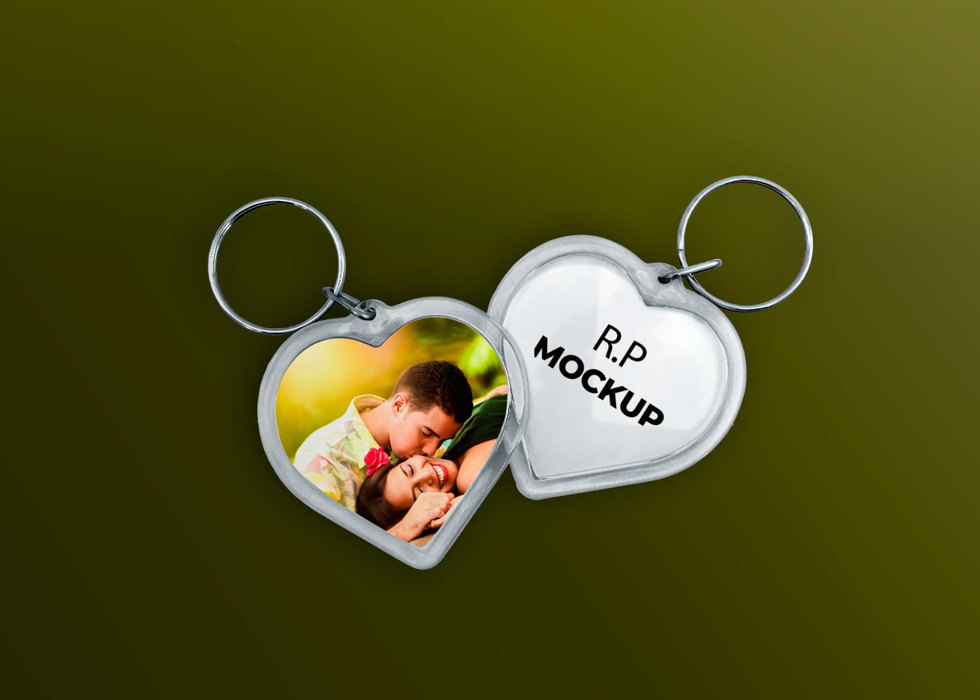 Couple Heart Keychains Mockup