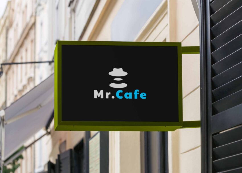 Free Cafe Hanging Sign Logo Mockup