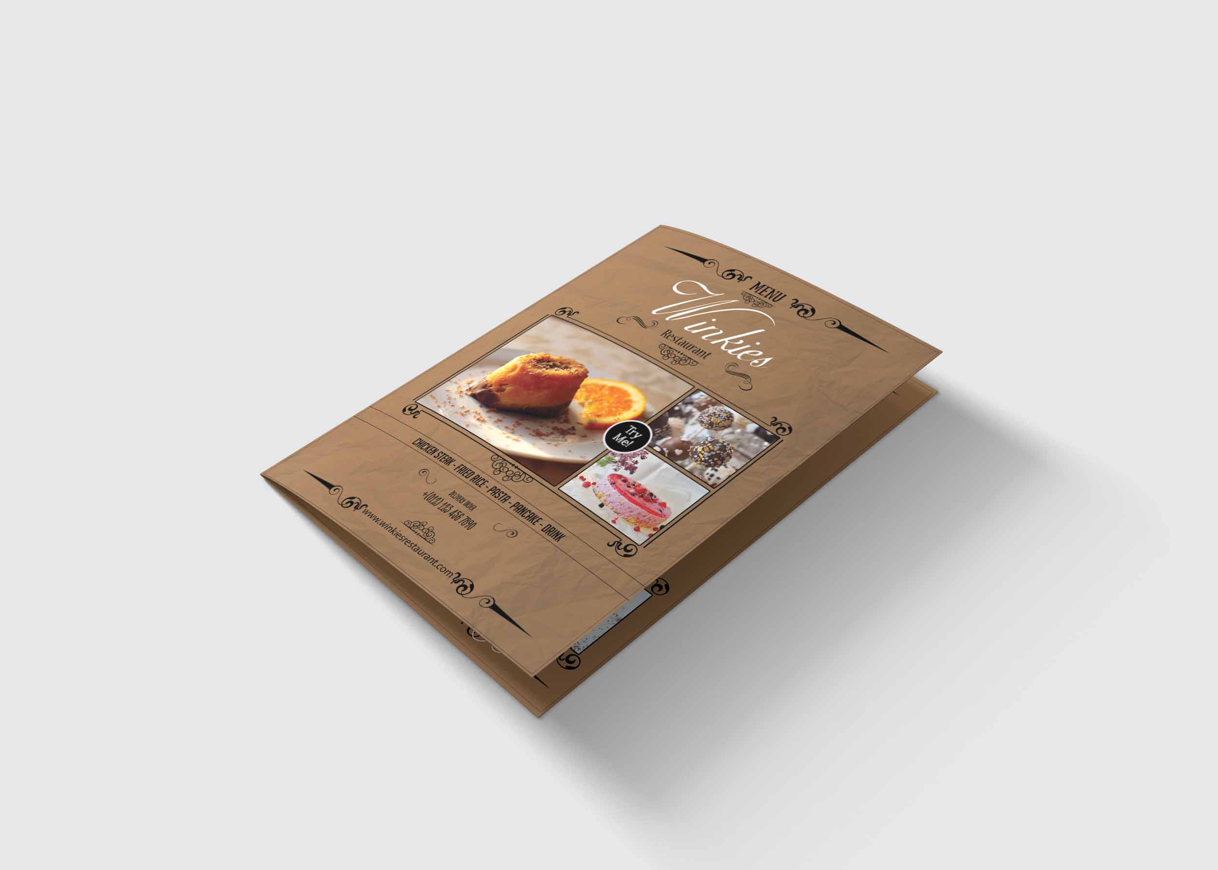 Free Bi-Fold Menu Mockup