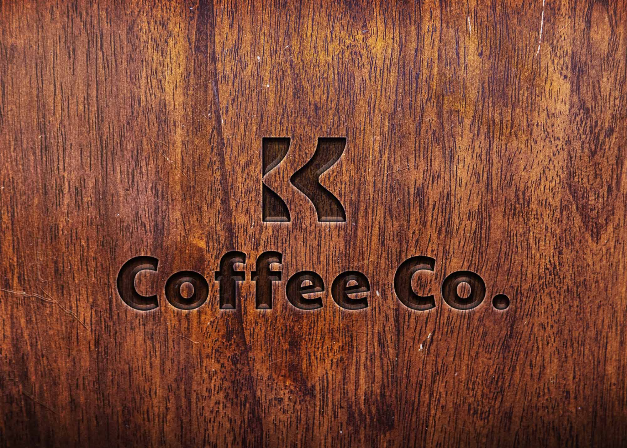 Free Embossed Wood Logo Mockup