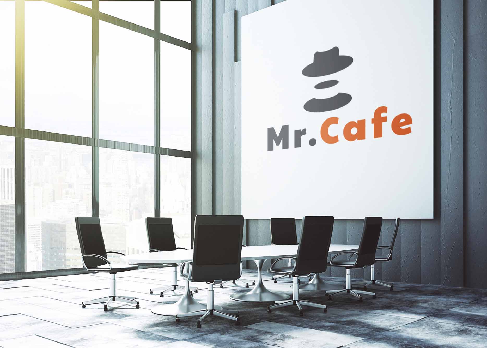 Office Building Silver Wall 3D Logo Mockup