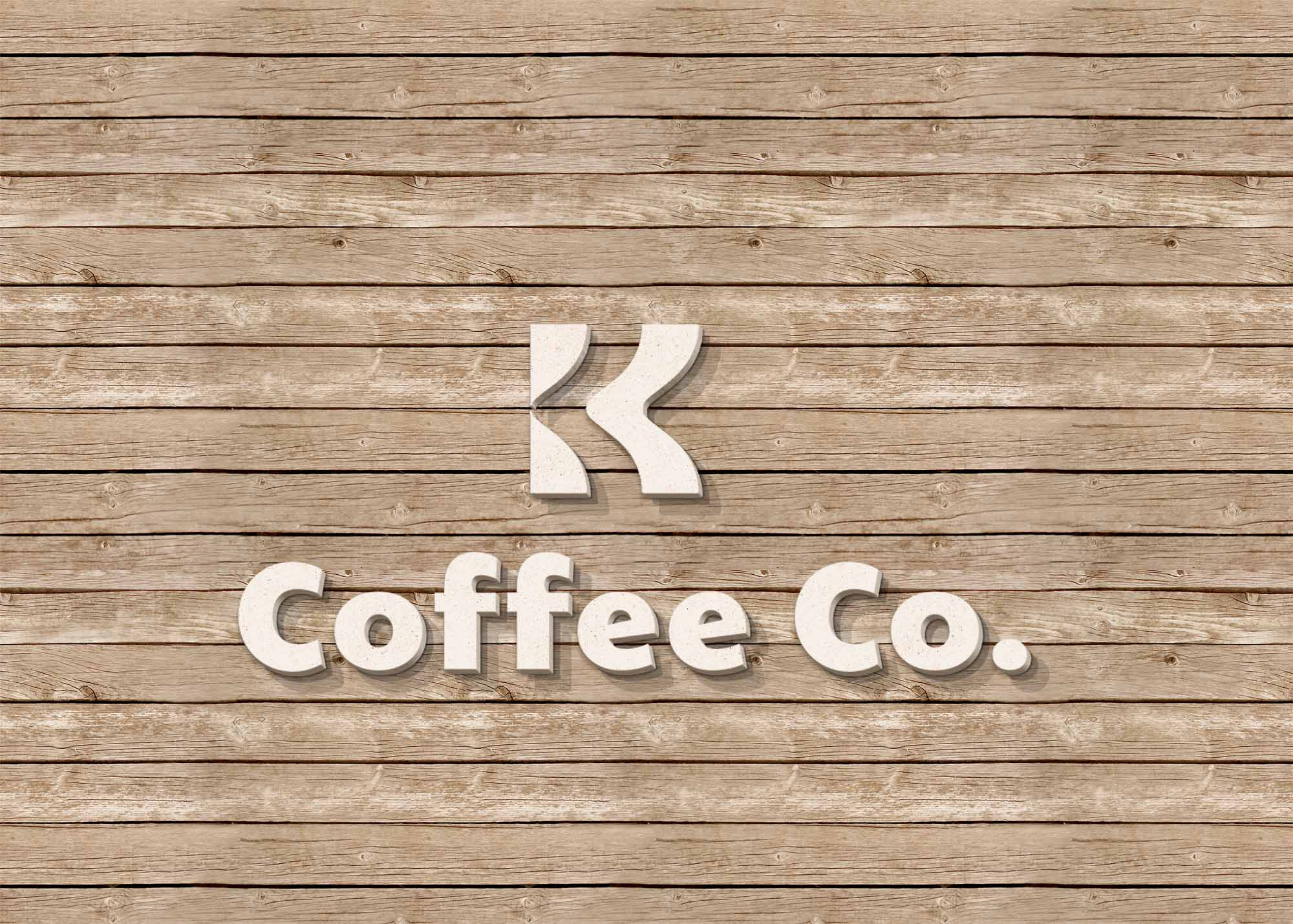 White Wooden Wall 3D Logo Mockup