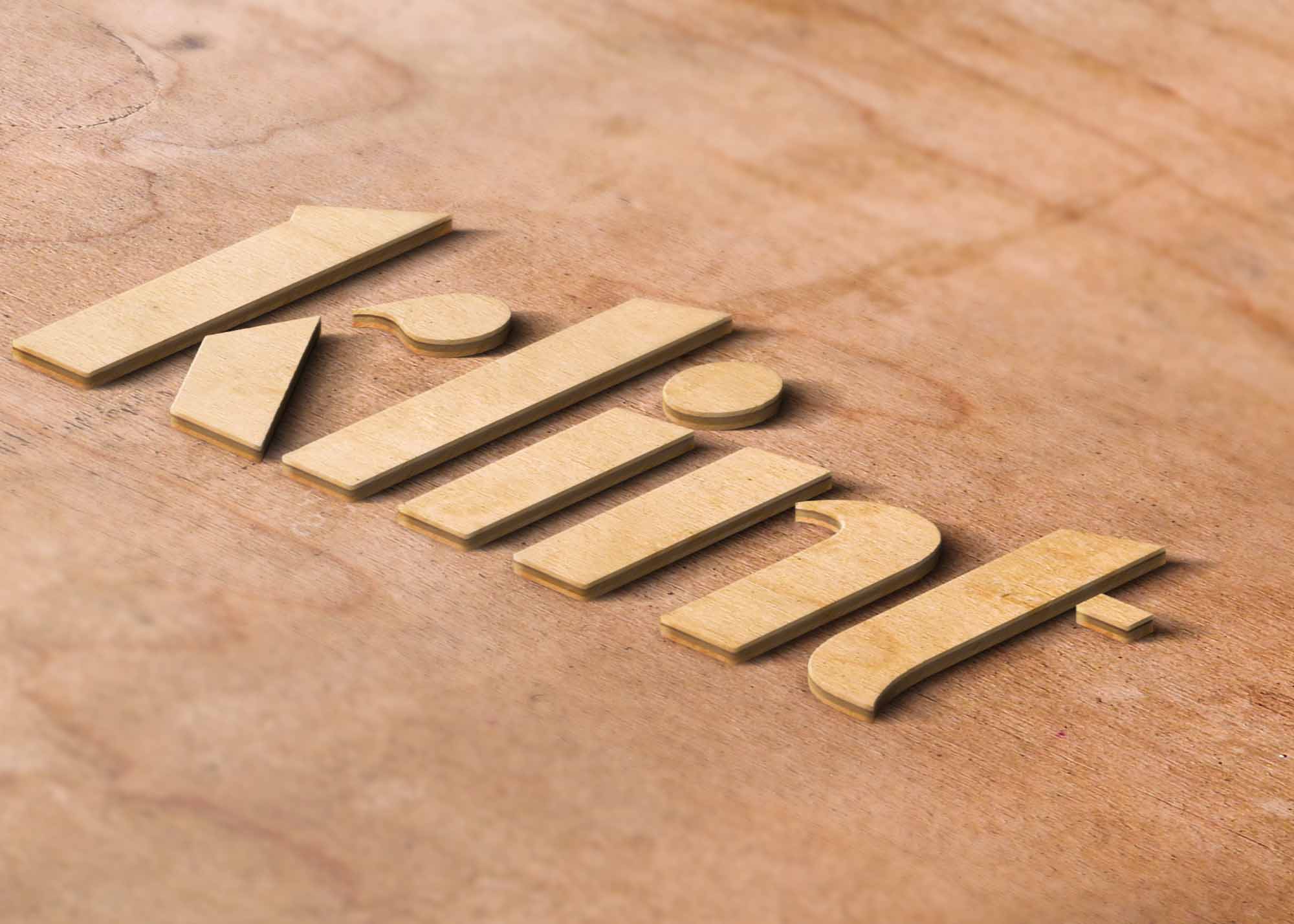 Wood Effect 3D Logo Mockup