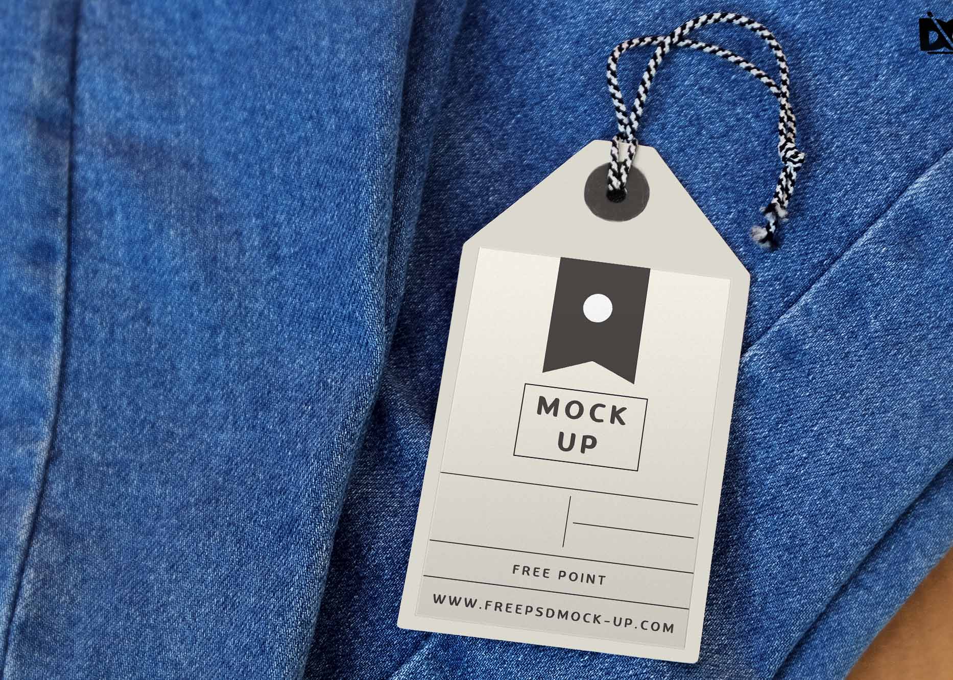 Free Denim Jeans Tag Label Mockup