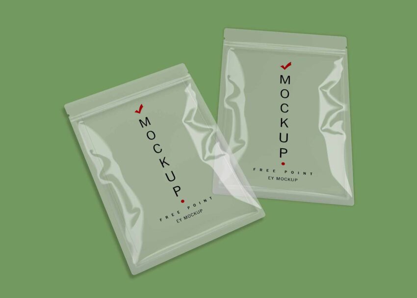 Free Transparent Sachet PSD Label Mockup