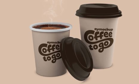 Free Floating Coffee Cup Mockup PSD