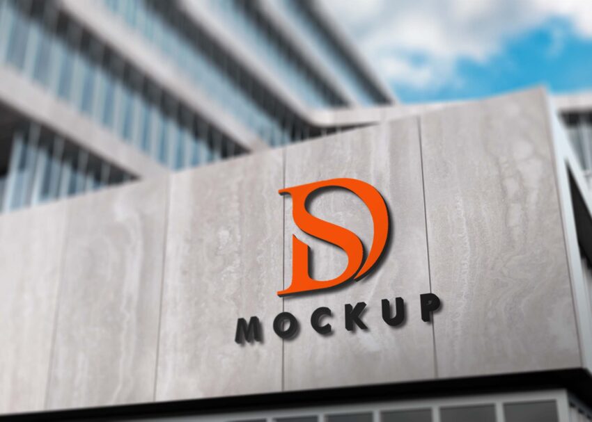 Free Office Building 3D Logo Mockup