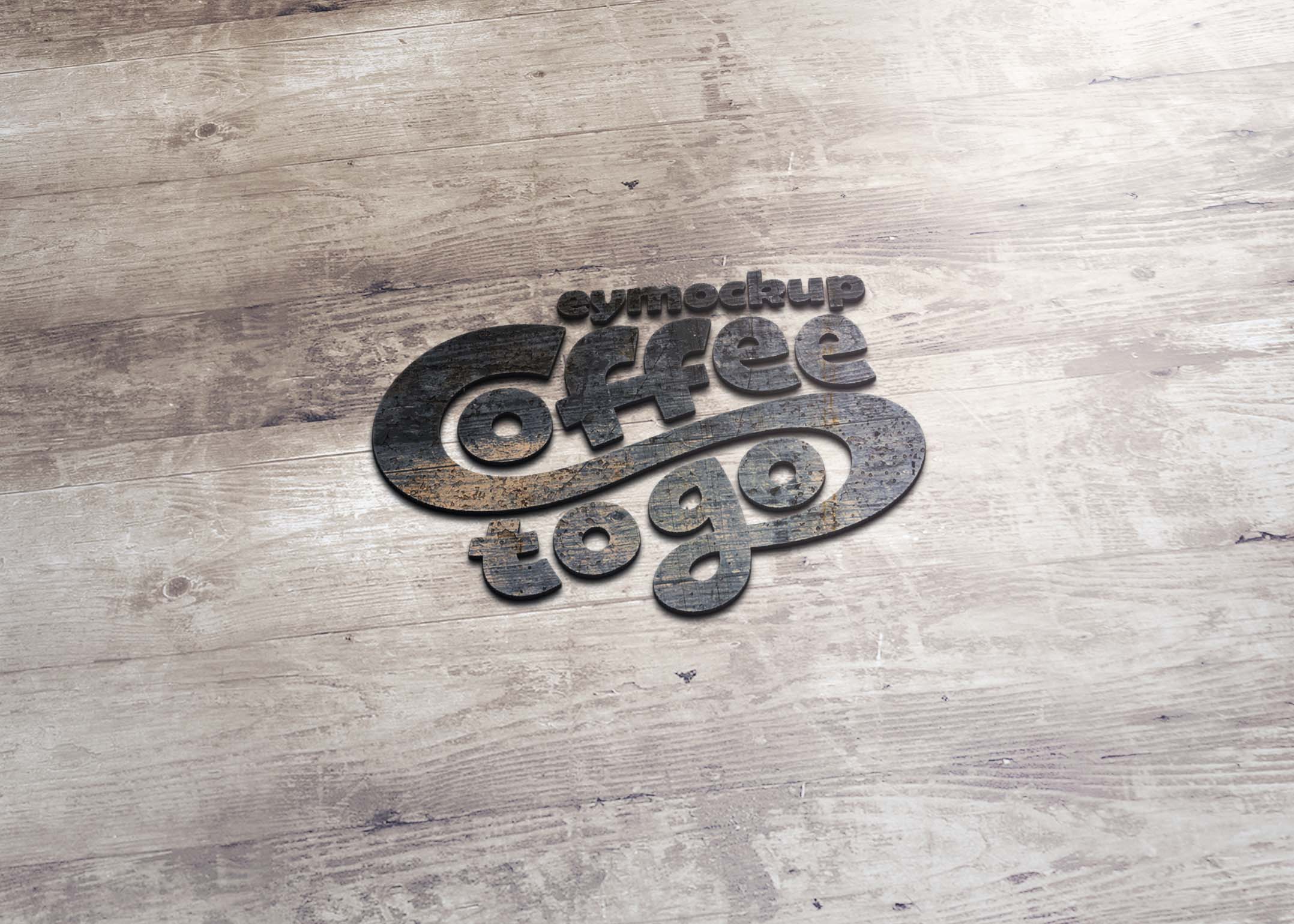 Free Wood Background PSD Logo Mockup