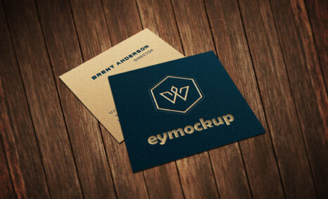 Free Wood Background Square Business Card Mockup