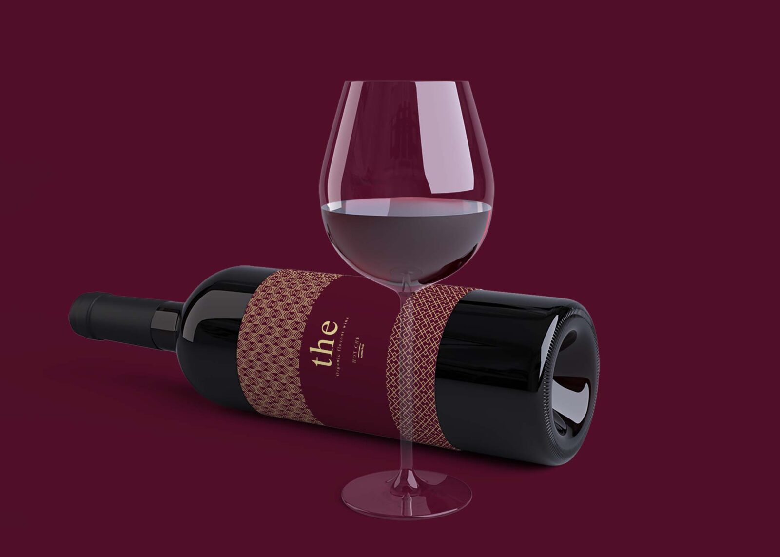 Free Alcohol Wine Bottle Mockup
