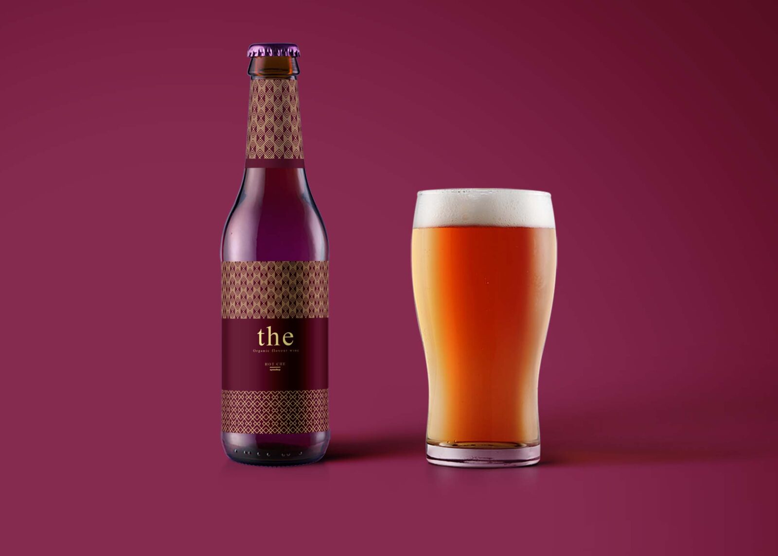 Free Beer Bottle Mockup With Glass