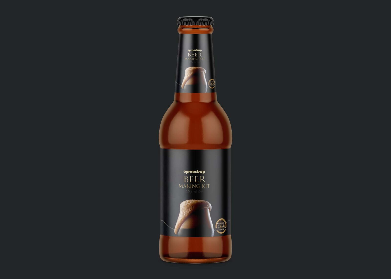 Free Black Beer Bottle Mockup