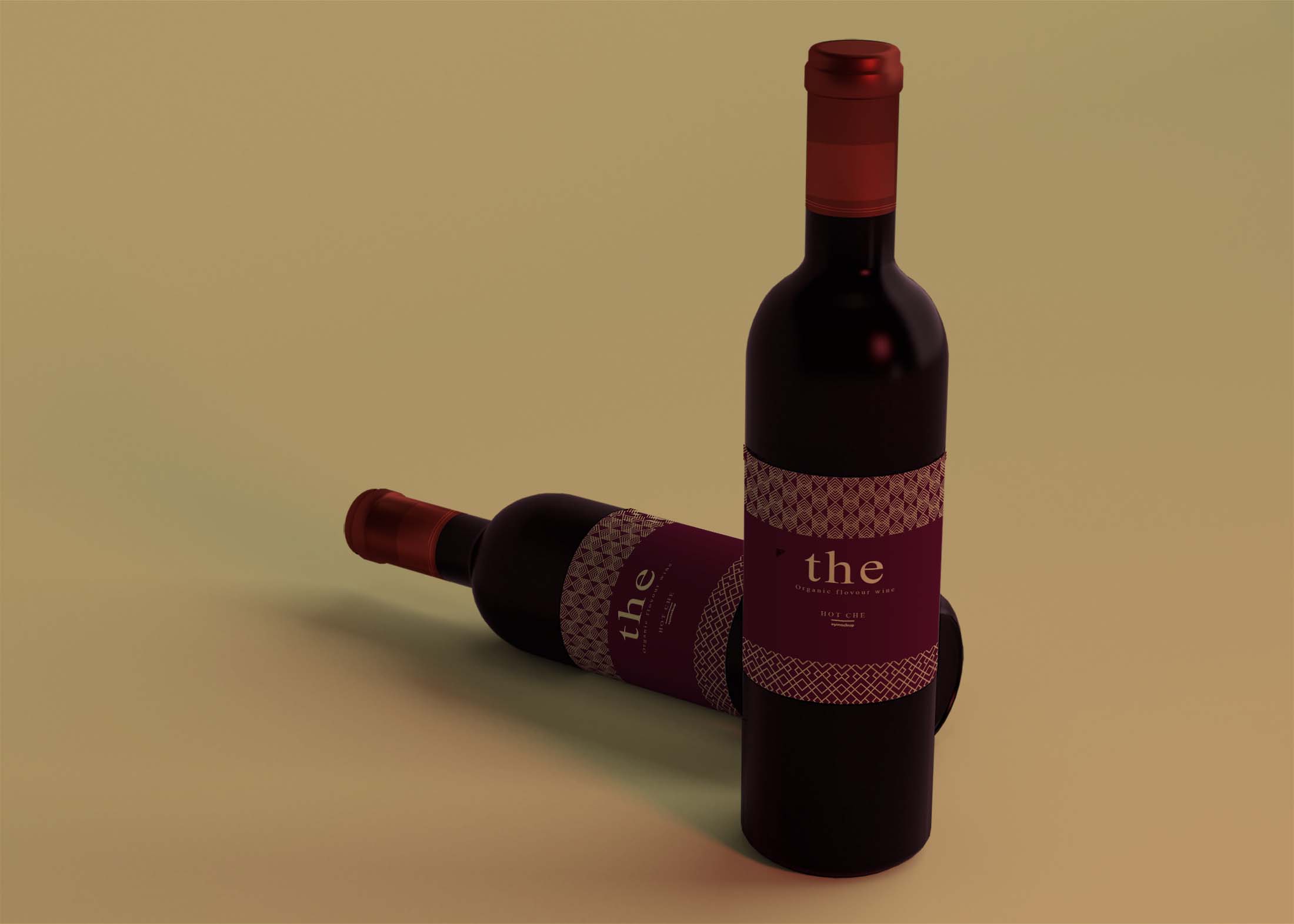 Free Editable Wine Bottle Mockup