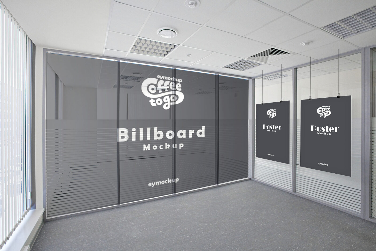 Free Glass Window Poster Mockup