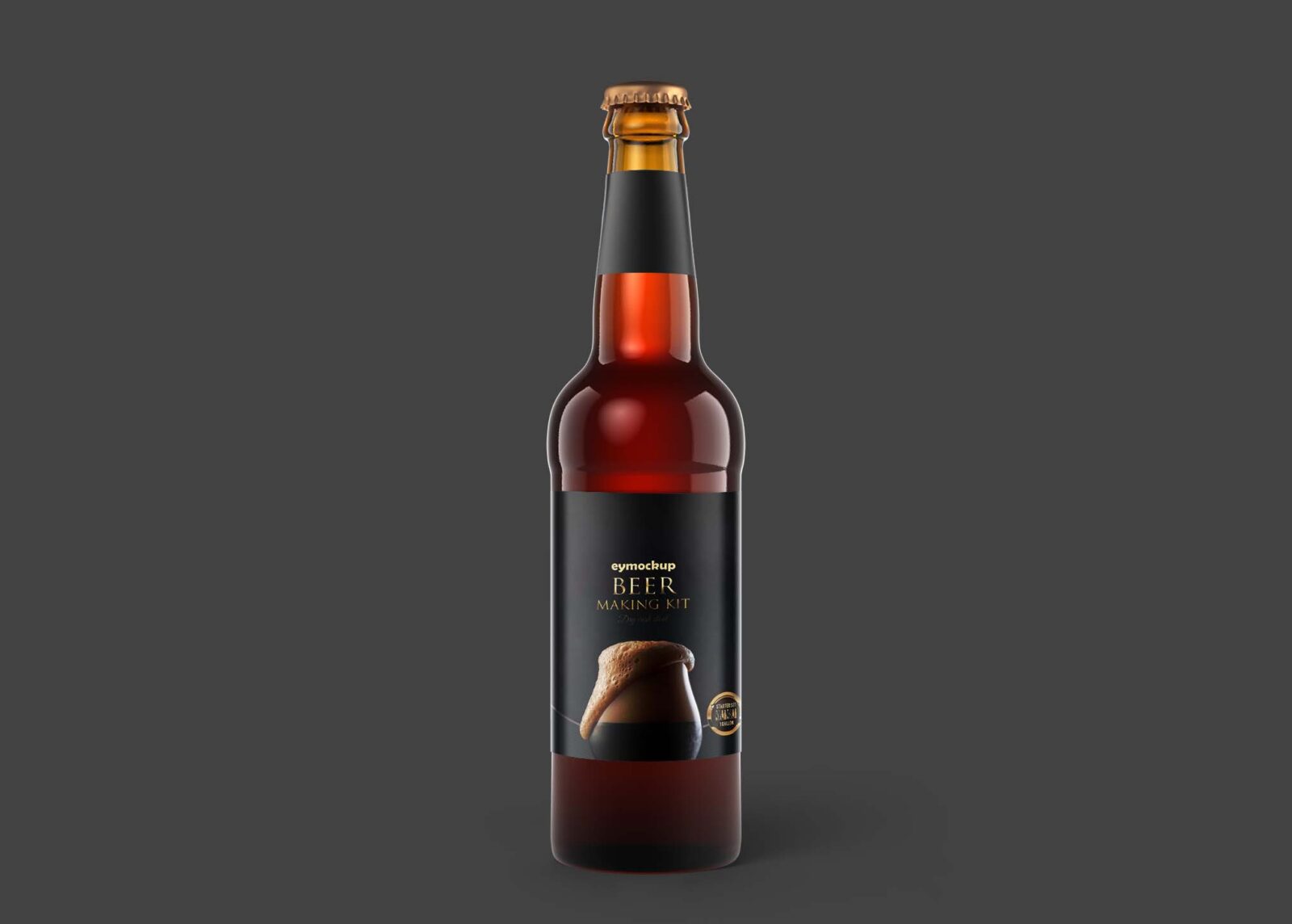 Free black Elegant Beer Bottle Mockup