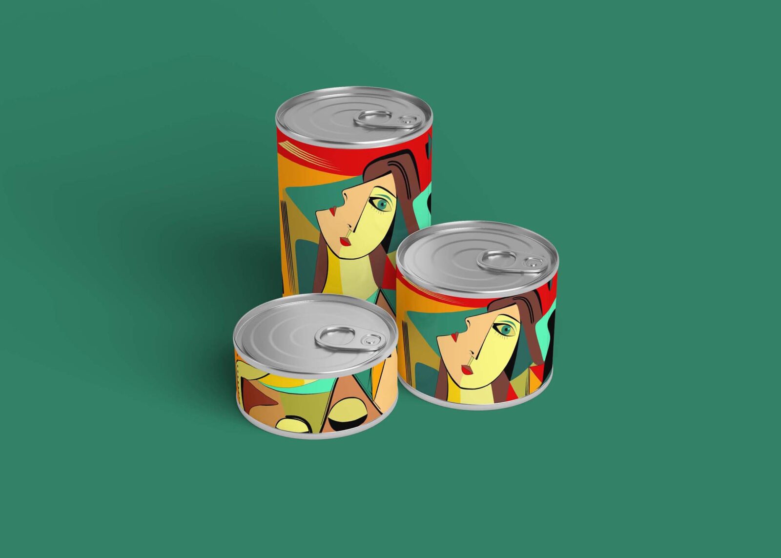 Free Food Packaging Tin Can Mockup