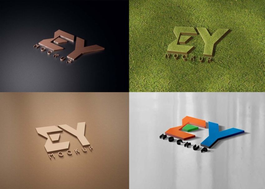 Photorealistic 3D Logo Mockup Pack eymockup