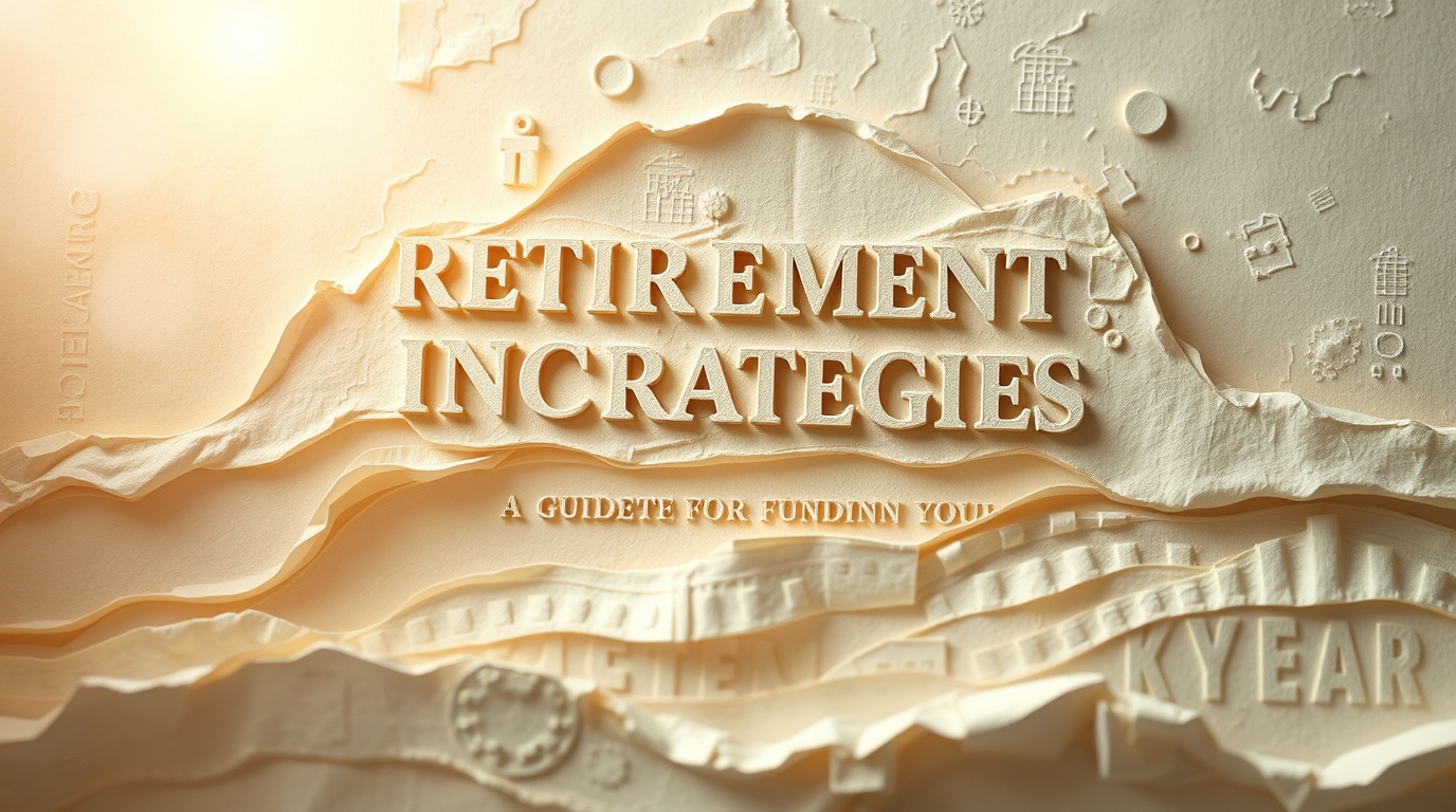 Text carved in a textured, layered landscape design reads "Retirement Income Strategies: A Guide to Funding Your Golden